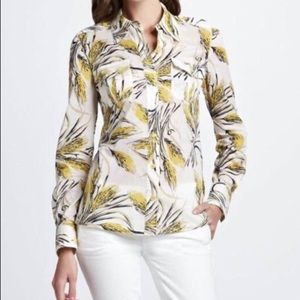 Tory Burch Size 2 Brigitte Wheat Print Blouse